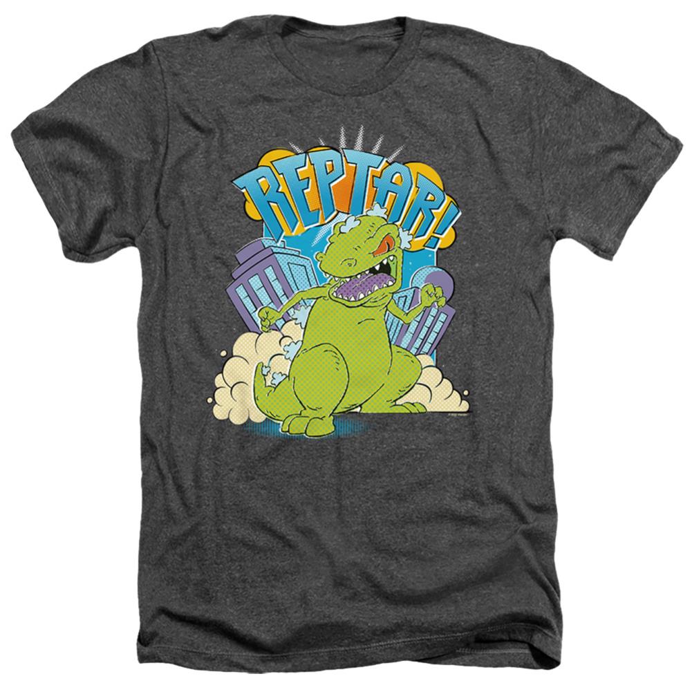 Rugrats Reptar Stomp Men's 30/1 Heather 60 40 Poly Short-Sleeve T-Shirt