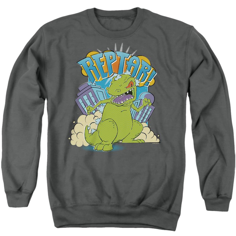 Rugrats Reptar Stomp Men's Crewneck 50 50 Poly Long-Sleeve T-Shirt