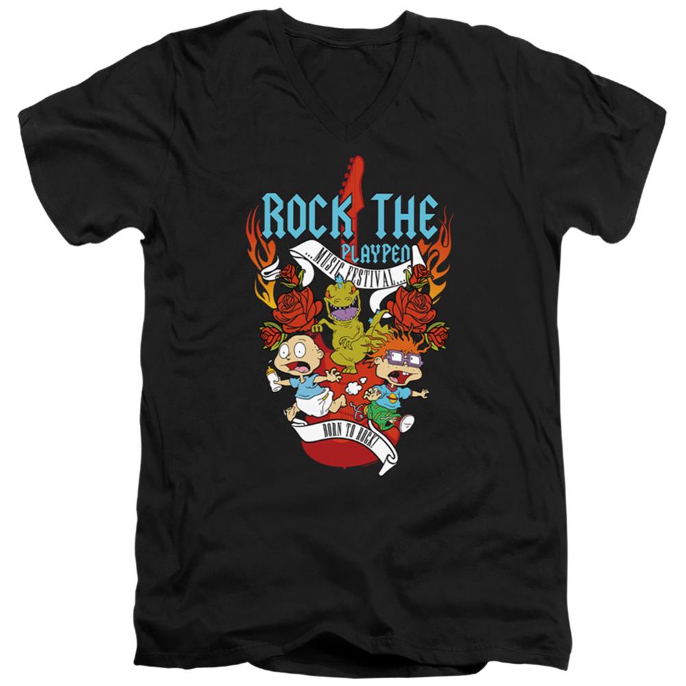Rugrats Rock The Playpen Music Festival Men's 30/1 Cotton Slim V-Neck T-Shirt