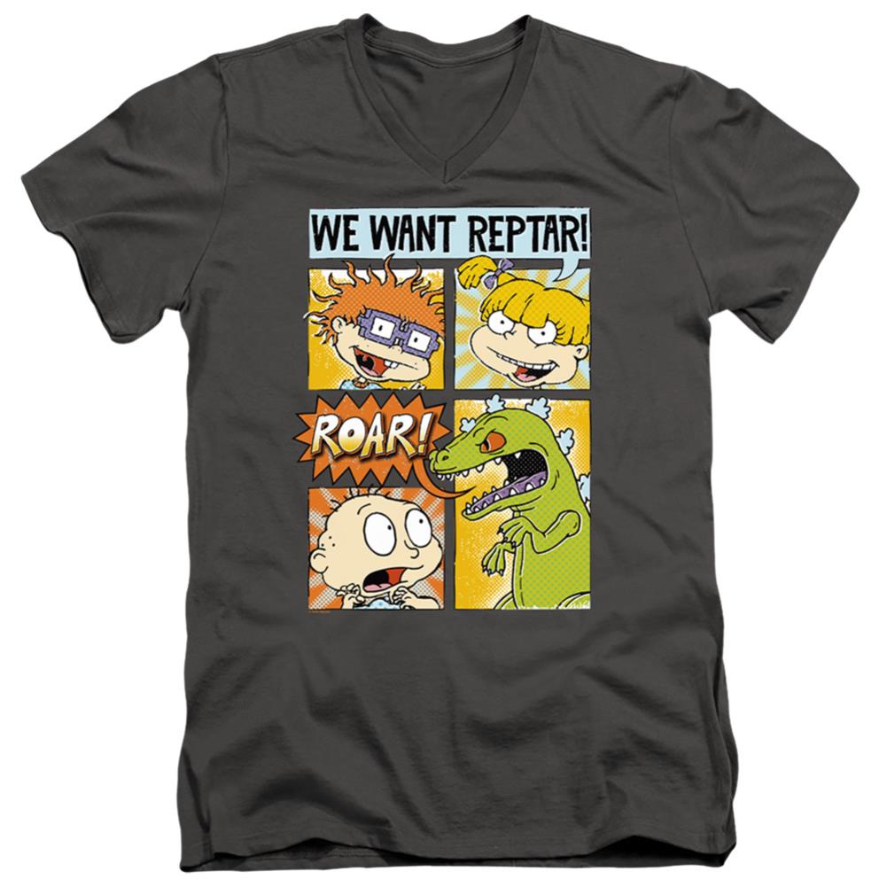 Rugrats We Want Reptar! Comic Men's 30/1 Cotton Slim V-Neck T-Shirt