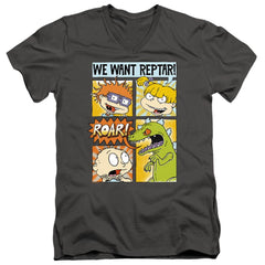 Rugrats We Want Reptar! Comic Men's 30/1 Cotton Slim V-Neck T-Shirt