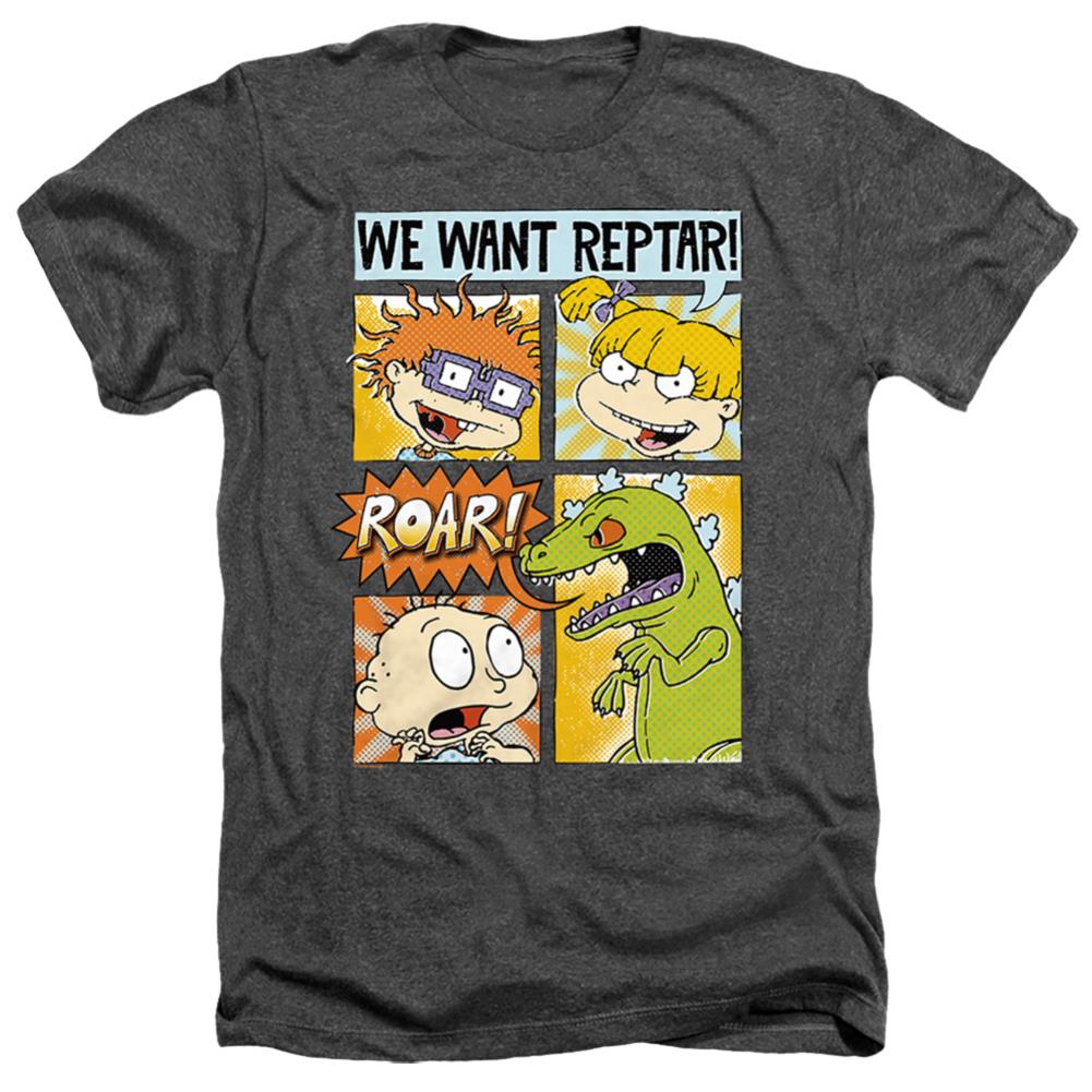 Rugrats We Want Reptar! Comic Men's 30/1 Heather 60 40 Poly Short-Sleeve T-Shirt
