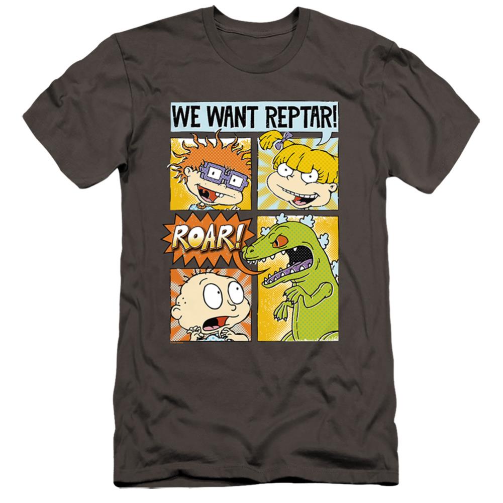 Rugrats We Want Reptar! Comic Men's Ultra-Soft 30/1 Cotton Slim Short-Sleeve T-Shirt