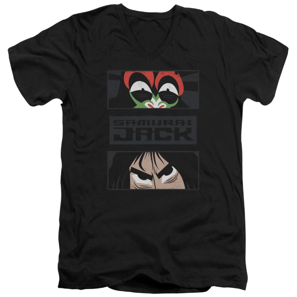 Samurai Jack Stare Down Men's 30/1 Cotton Slim V-Neck T-Shirt