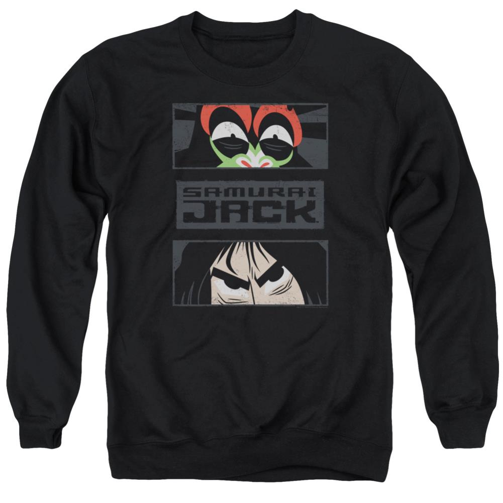 Samurai Jack Stare Down Men's Crewneck 50 50 Poly Long-Sleeve T-Shirt