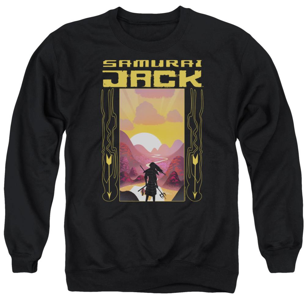 Samurai Jack Sunrise Men's Crewneck 50 50 Poly Long-Sleeve T-Shirt