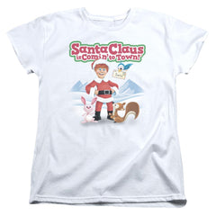Santa Claus Is Comin To Town Animal Friends Women's 18/1 Cotton Short-Sleeve T-Shirt