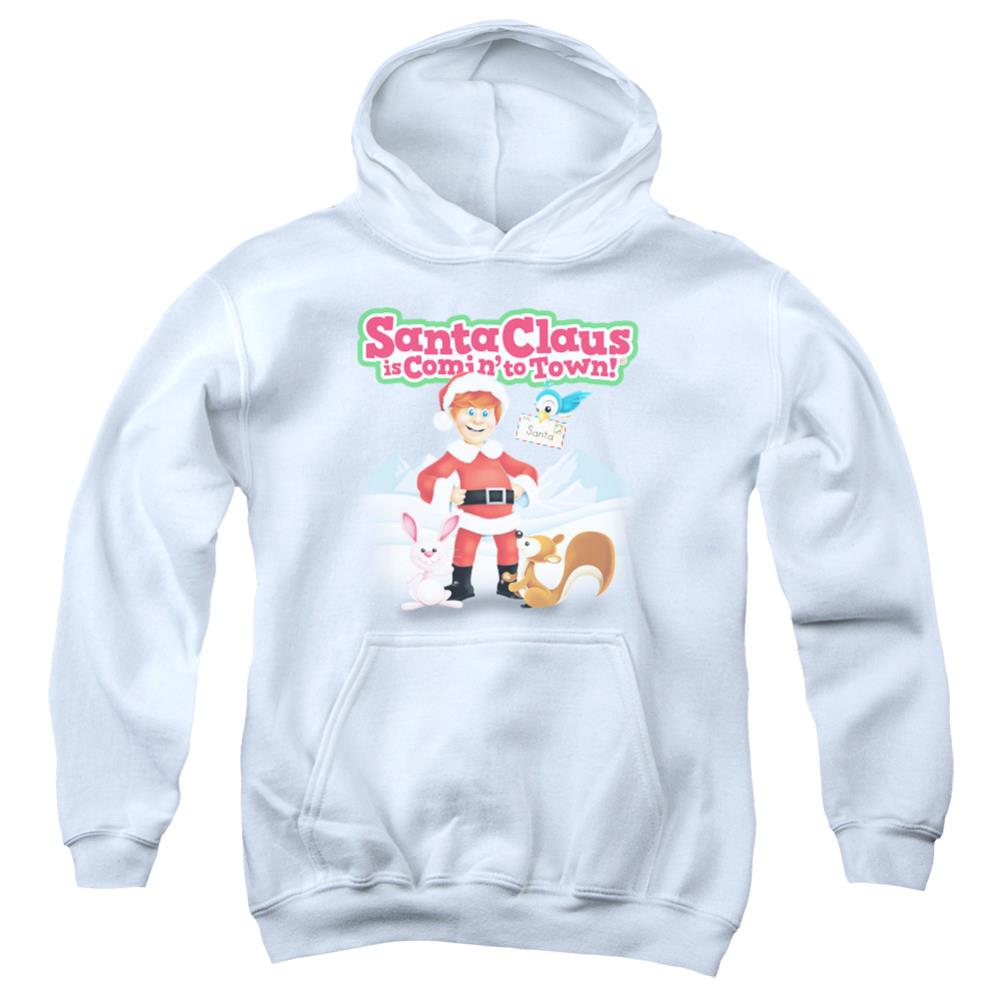 Santa Claus Is Comin To Town Animal Friends Youth Cotton Poly Pull-Over Hoodie