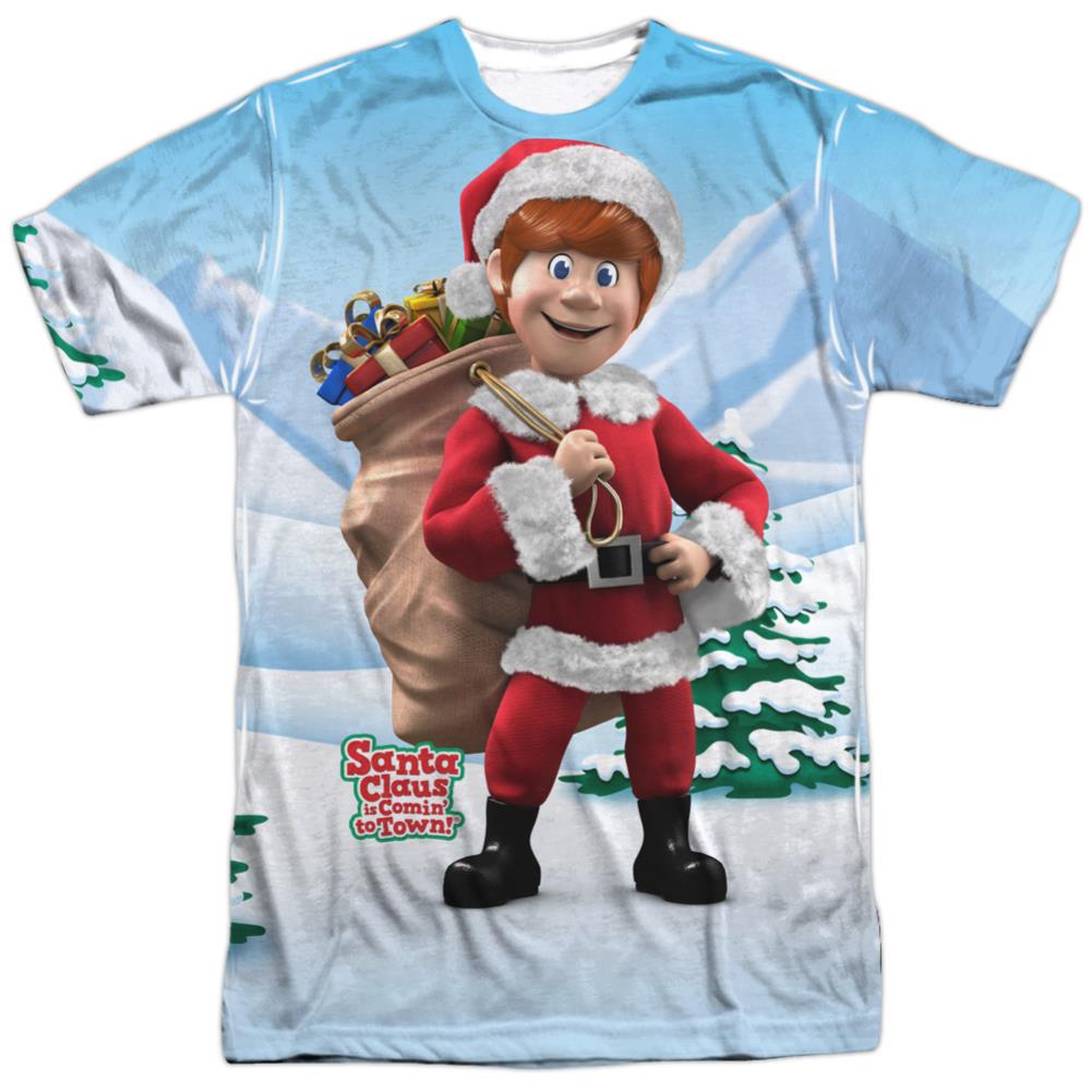 Santa Claus Is Comin To Town Helpers Men's Regular Fit Polyester Short-Sleeve T-Shirt