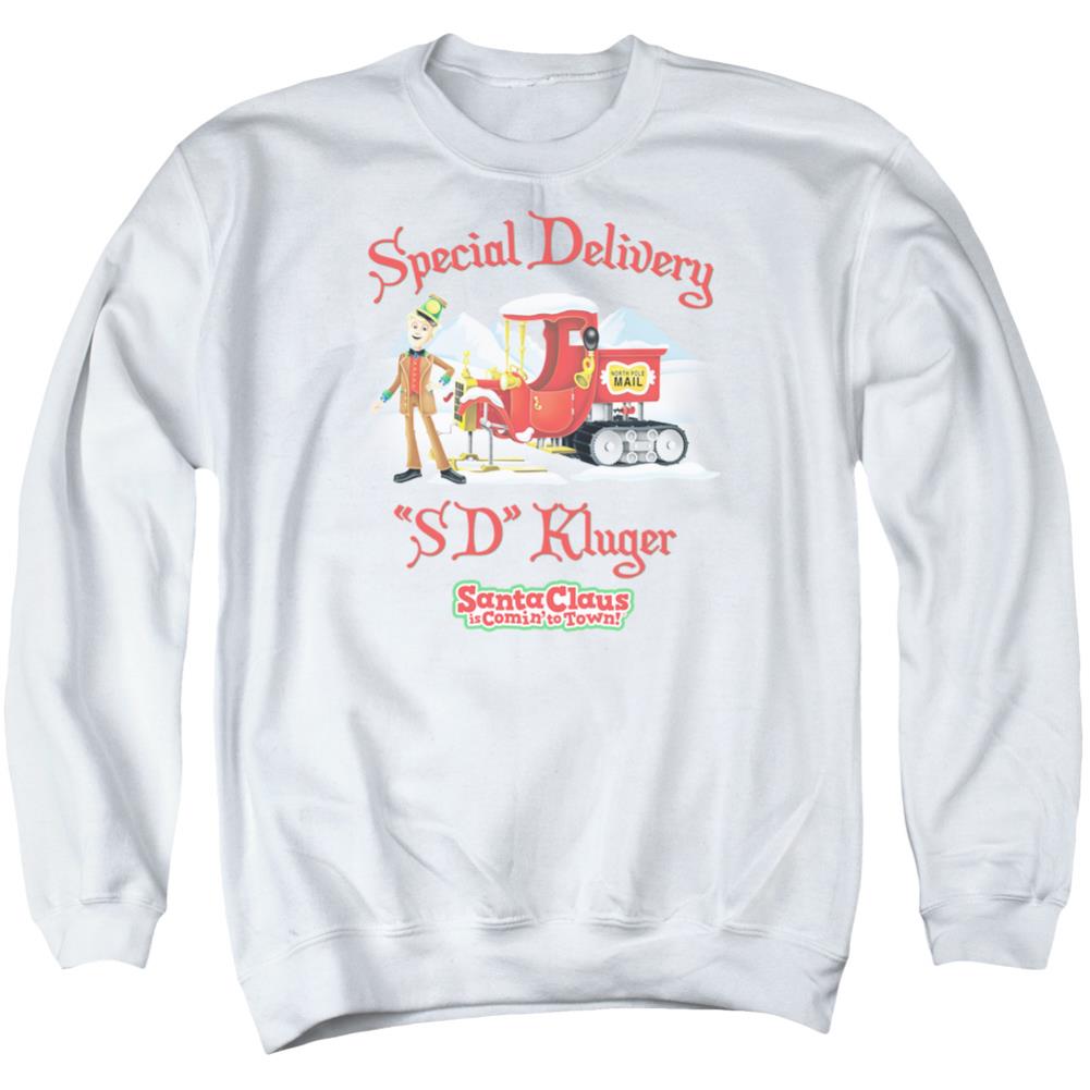 Santa Claus Is Comin To Town Kluger Men's Crewneck 50 50 Poly Long-Sleeve T-Shirt