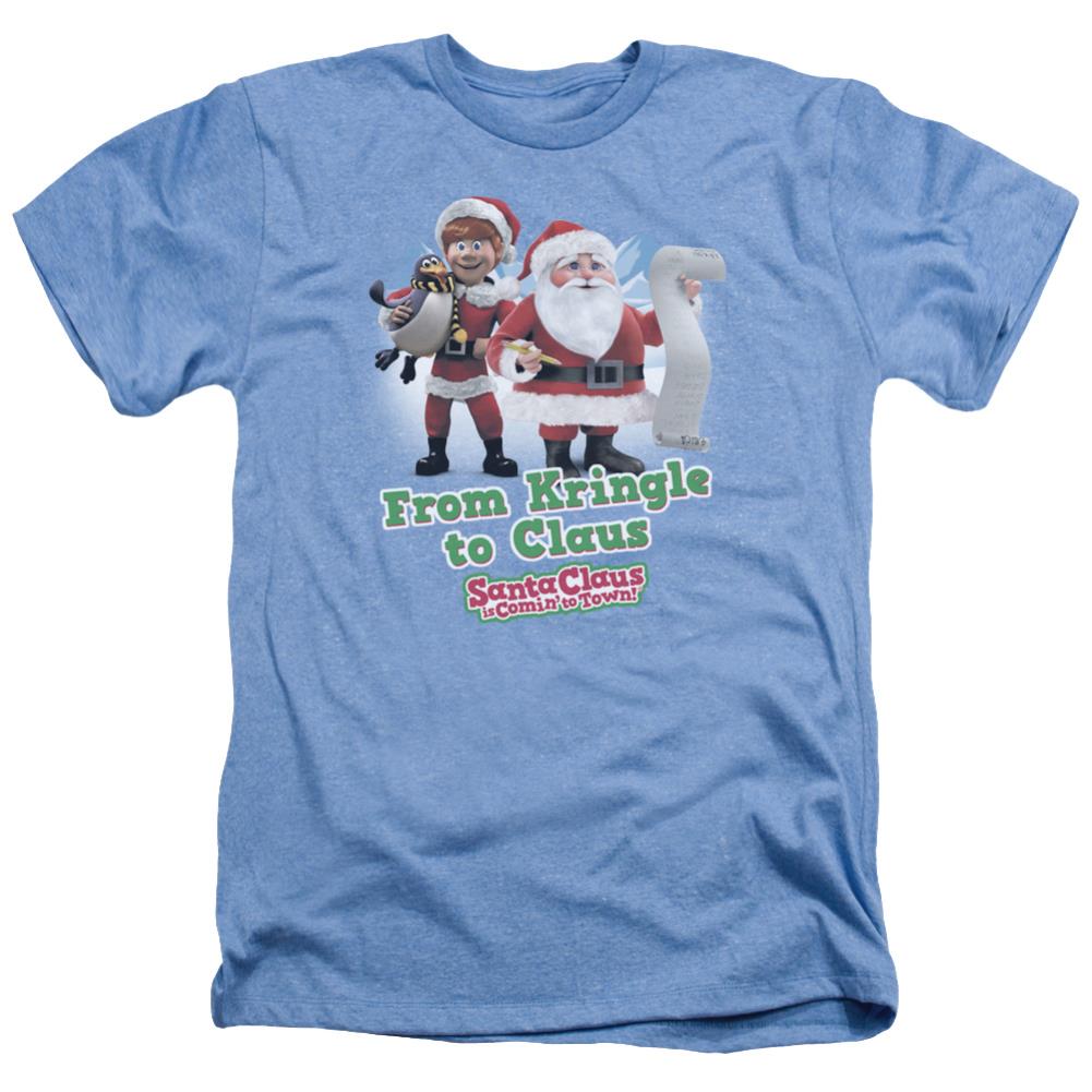Santa Claus Is Comin To Town Kringle To Claus Men's 30/1 Heather 60 40 Poly Short-Sleeve T-Shirt