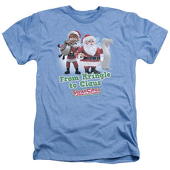 Santa Claus Is Comin To Town Kringle To Claus Men's 30/1 Heather 60 40 Poly Short-Sleeve T-Shirt