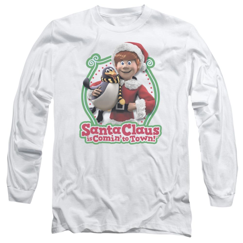 Santa Claus Is Comin To Town Penguin Men's 18/1 Cotton Long-Sleeve T-Shirt