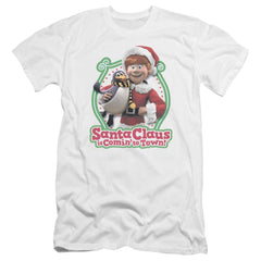 Santa Claus Is Comin To Town Penguin Men's Ultra-Soft 30/1 Cotton Slim Short-Sleeve T-Shirt