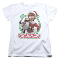 Santa Claus Is Comin To Town Penguin Women's 18/1 Cotton Short-Sleeve T-Shirt