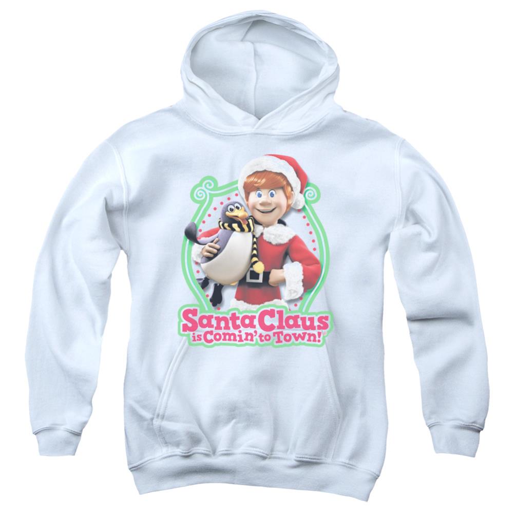 Santa Claus Is Comin To Town Penguin Youth Cotton Poly Pull-Over Hoodie