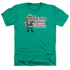 Santa Claus Is Comin To Town Santa Logo Men's 30/1 Heather 60 40 Poly Short-Sleeve T-Shirt