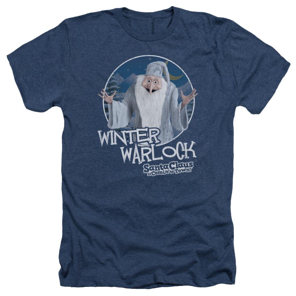 Santa Claus Is Comin To Town Winter Warlock Men's 30/1 Heather 60 40 Poly Short-Sleeve T-Shirt