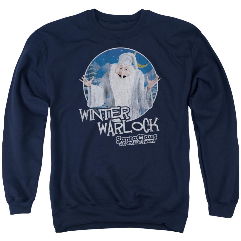 Santa Claus Is Comin To Town Winter Warlock Men's Crewneck 50 50 Poly Long-Sleeve T-Shirt