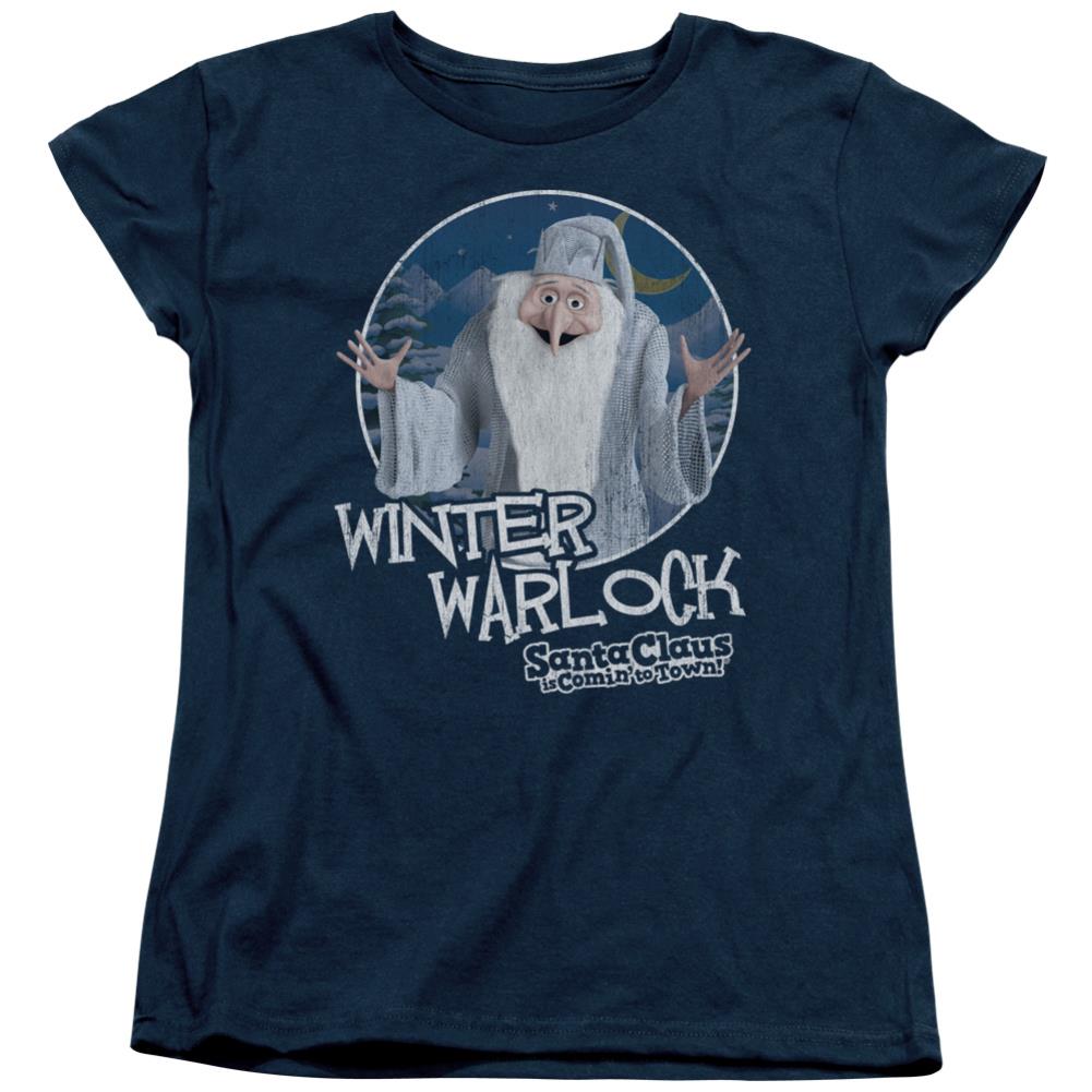 Santa Claus Is Comin To Town Winter Warlock Women's 18/1 Cotton Short-Sleeve T-Shirt