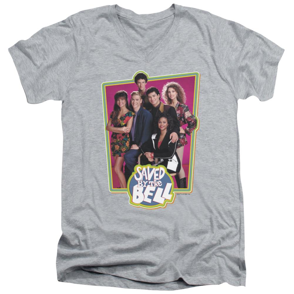 Saved By The Bell Saved Cast Men's 30/1 Cotton Slim V-Neck T-Shirt