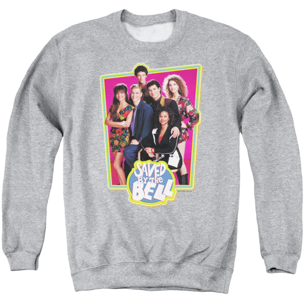 Saved By The Bell Saved Cast Men's Crewneck 50 50 Poly Long-Sleeve T-Shirt
