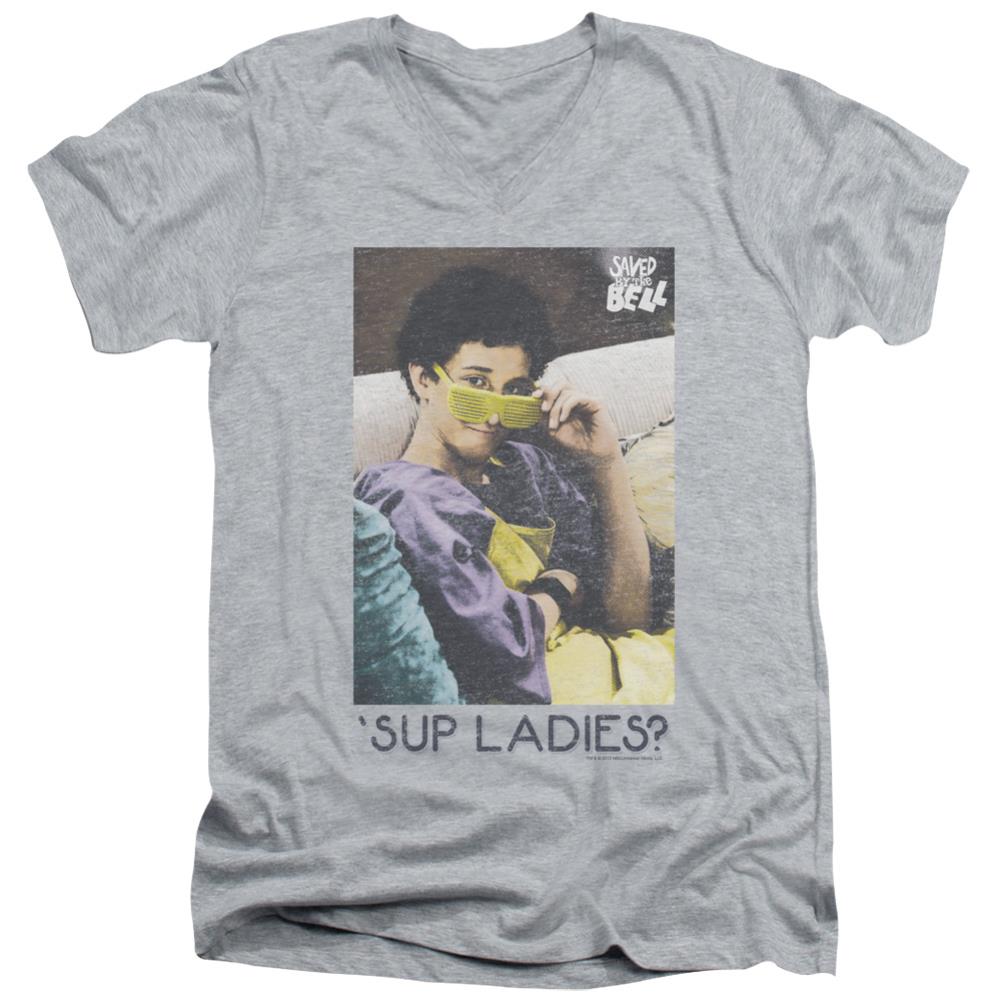 Saved By The Bell Sup Ladies Men's 30/1 Cotton Slim V-Neck T-Shirt