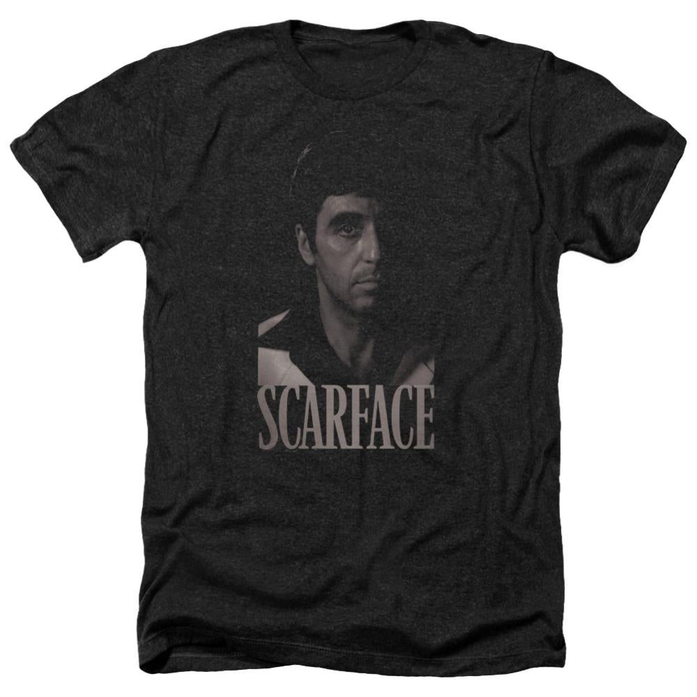 Scarface B&W Tony Men's 30/1 Heather 60 40 Poly Short-Sleeve T-Shirt