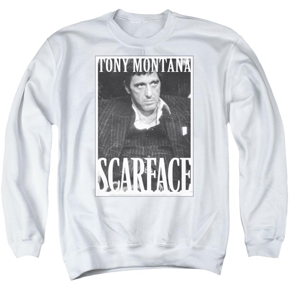 Scarface Business Face Men's Crewneck 50 50 Poly Long-Sleeve T-Shirt