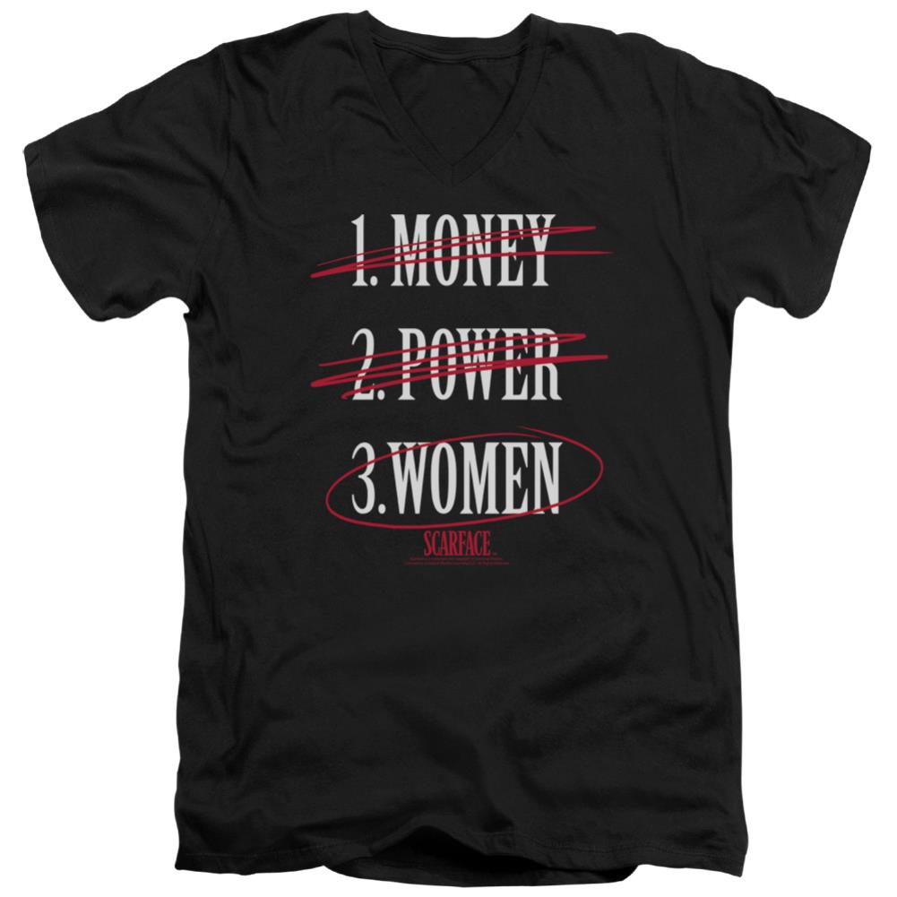 Scarface Money Power Women Men's 30/1 Cotton Slim V-Neck T-Shirt