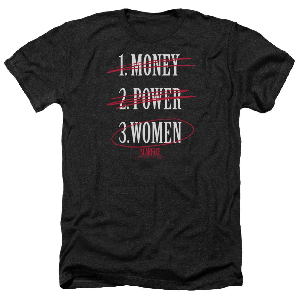 Scarface Money Power Women Men's 30/1 Heather 60 40 Poly Short-Sleeve T-Shirt
