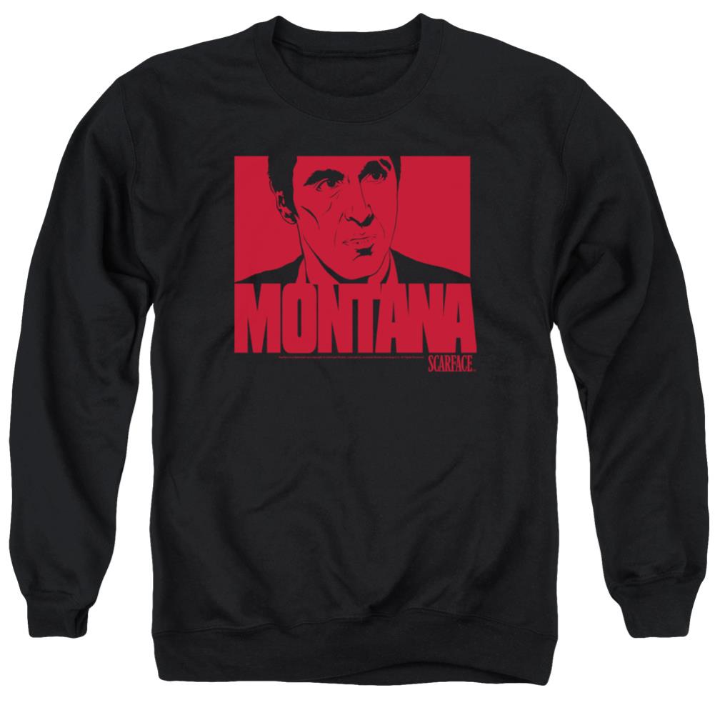Scarface Montana Face Men's Crewneck 50 50 Poly Long-Sleeve T-Shirt