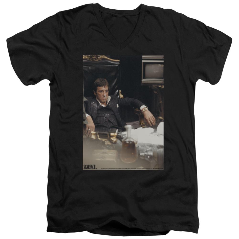 Scarface Sit Back Men's 30/1 Cotton Slim V-Neck T-Shirt