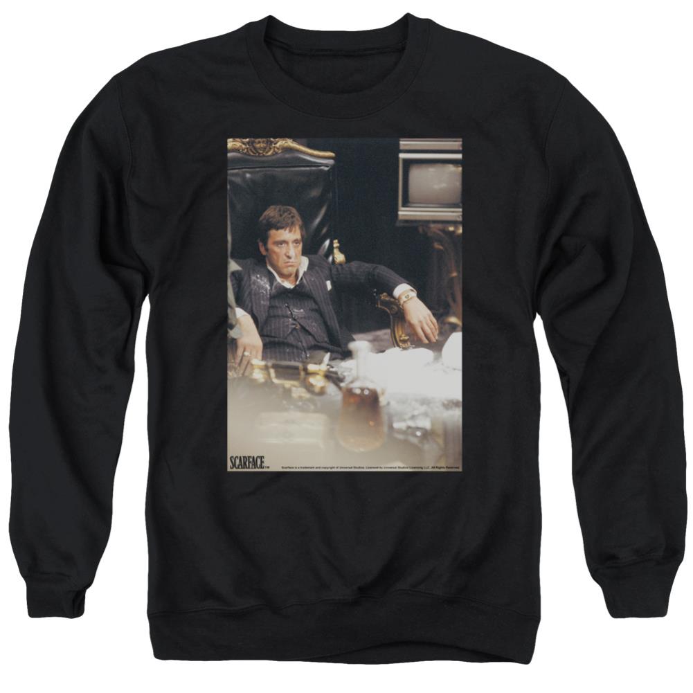 Scarface Sit Back Men's Crewneck 50 50 Poly Long-Sleeve T-Shirt