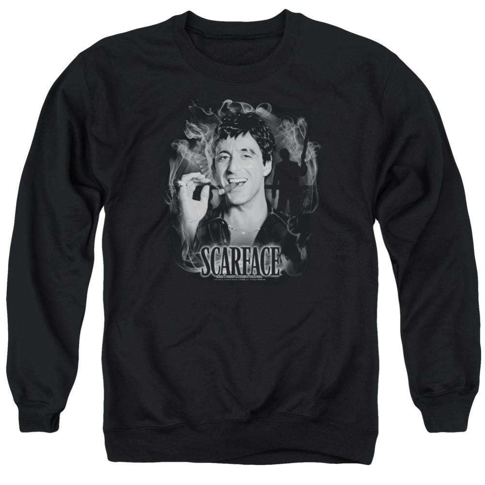 Scarface Smokey Scar Men's Crewneck 50 50 Poly Long-Sleeve T-Shirt