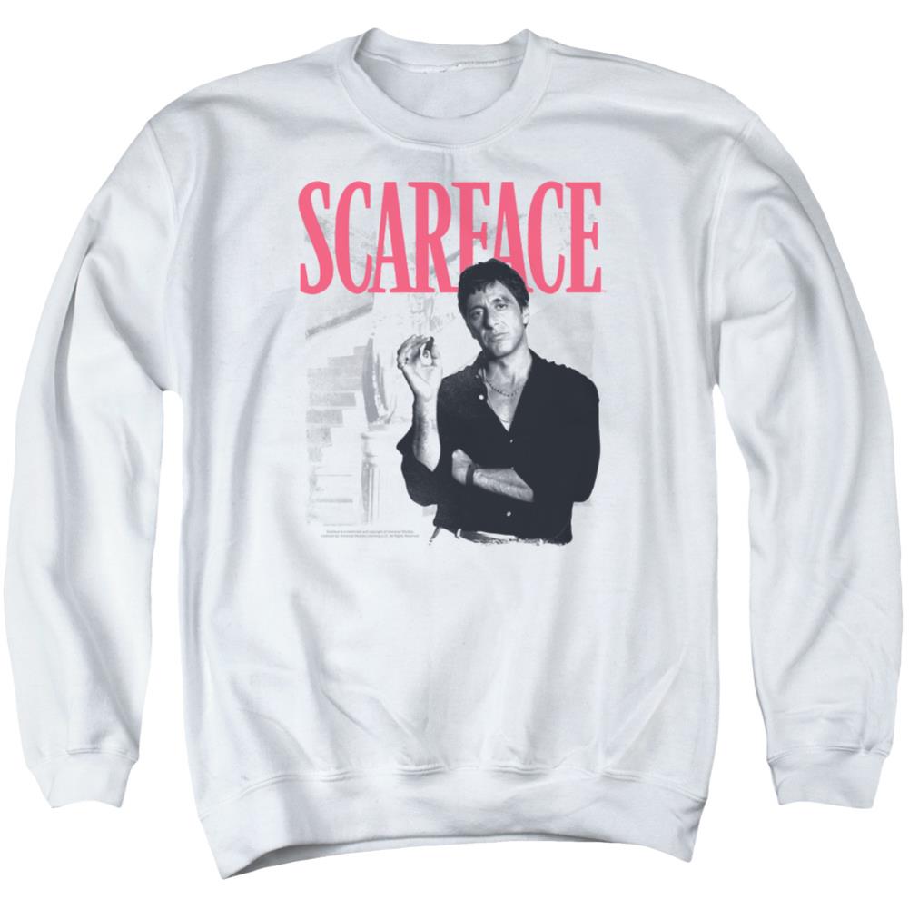Scarface Stairway Men's Crewneck 50 50 Poly Long-Sleeve T-Shirt
