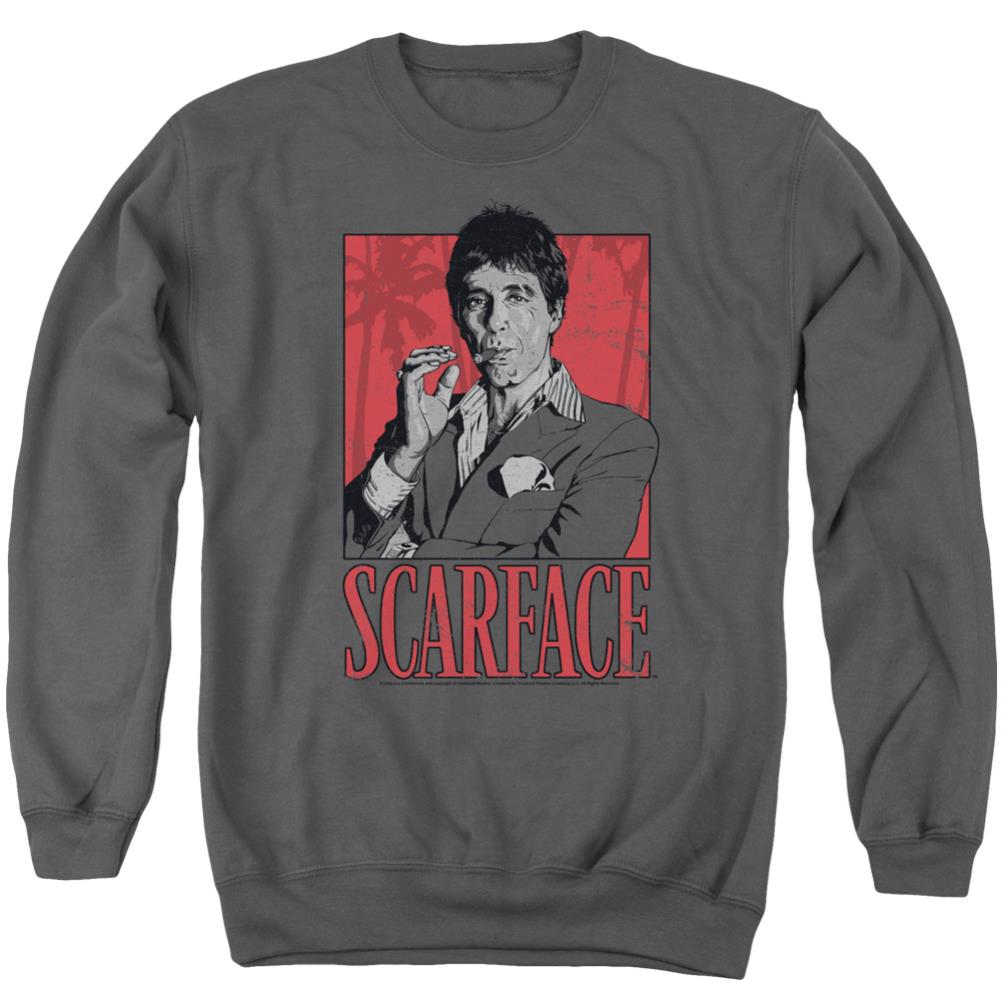 Scarface Tony Men's Crewneck 50 50 Poly Long-Sleeve T-Shirt