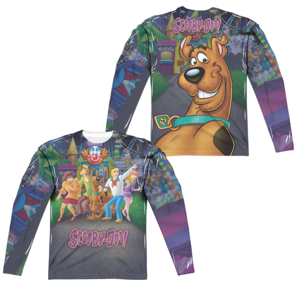 Scooby-Doo Amusement Park (Front/Back Print) Men's Regular Fit Polyester Long-Sleeve T-Shirt