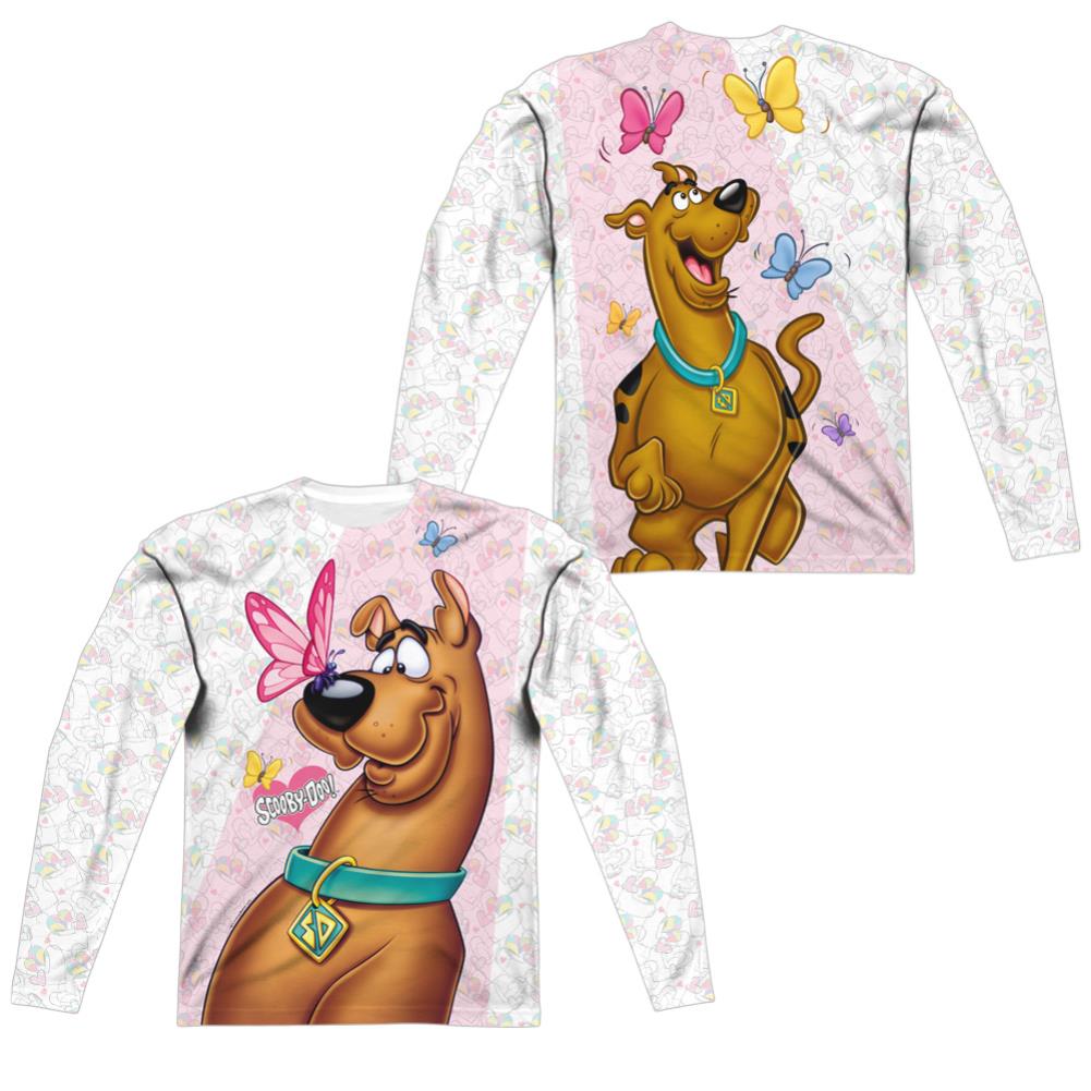 Scooby-Doo Butterfly (Front/Back Print) Men's Regular Fit Polyester Long-Sleeve T-Shirt