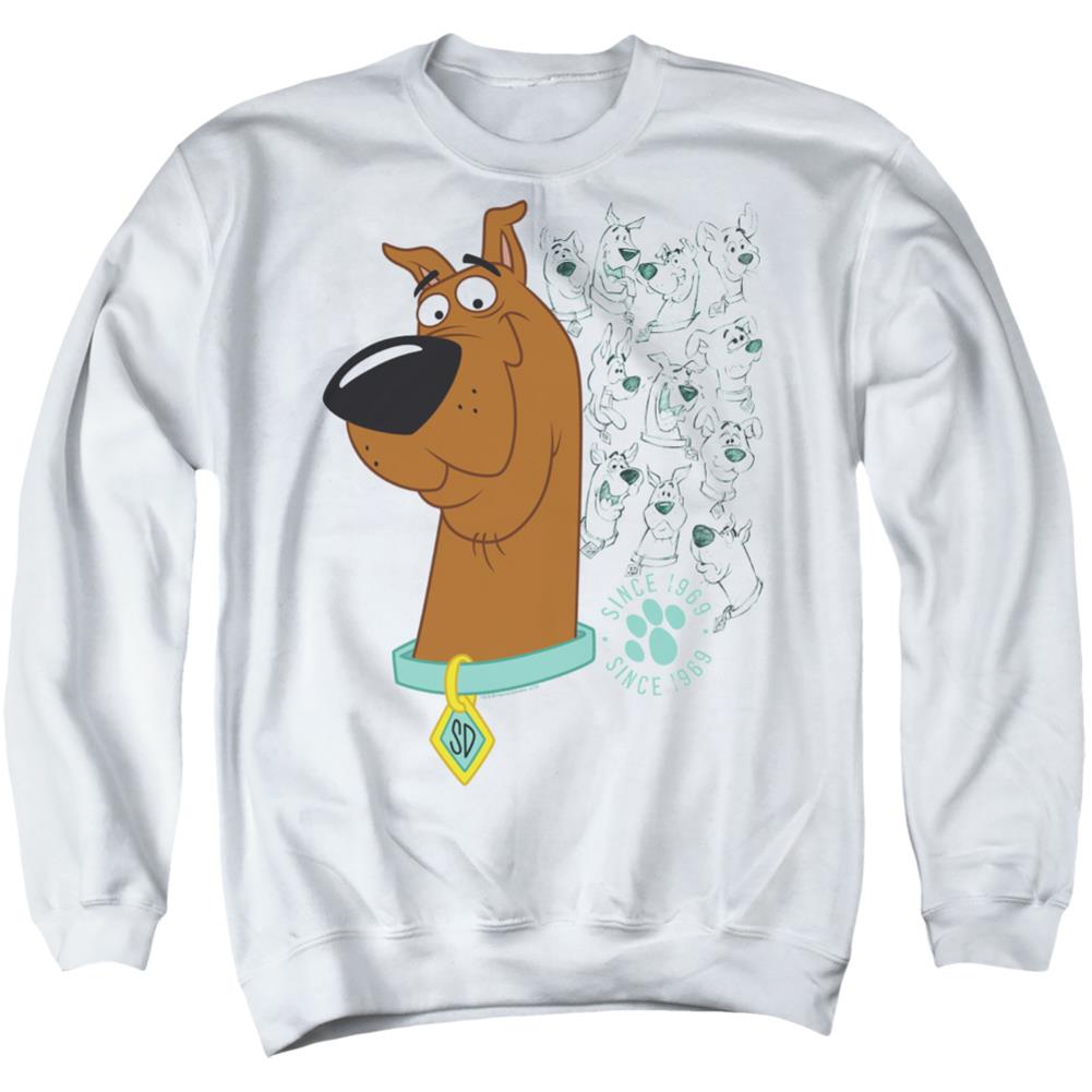 Scooby-Doo Evolution Of Scooby Doo Men's Crewneck 50 50 Poly Long-Sleeve T-Shirt