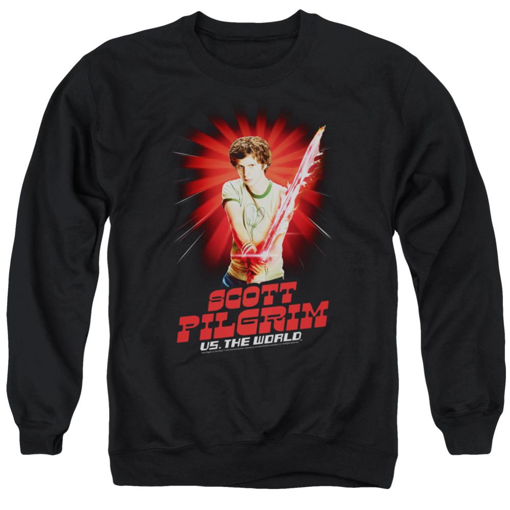 Scott Pilgrim VS. The World Super Sword Men's Crewneck 50 50 Poly Long-Sleeve T-Shirt