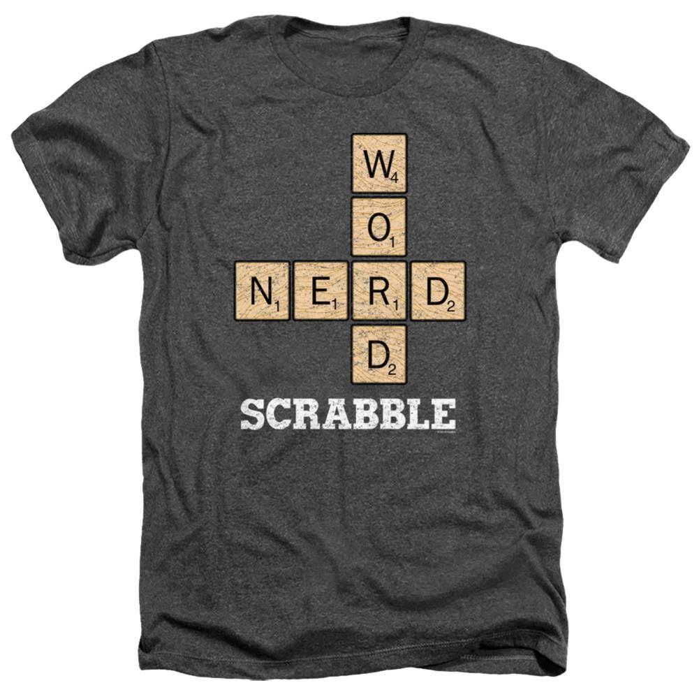 Scrabble Word Nerd Men's 30/1 Heather 60 40 Poly Short-Sleeve T-Shirt