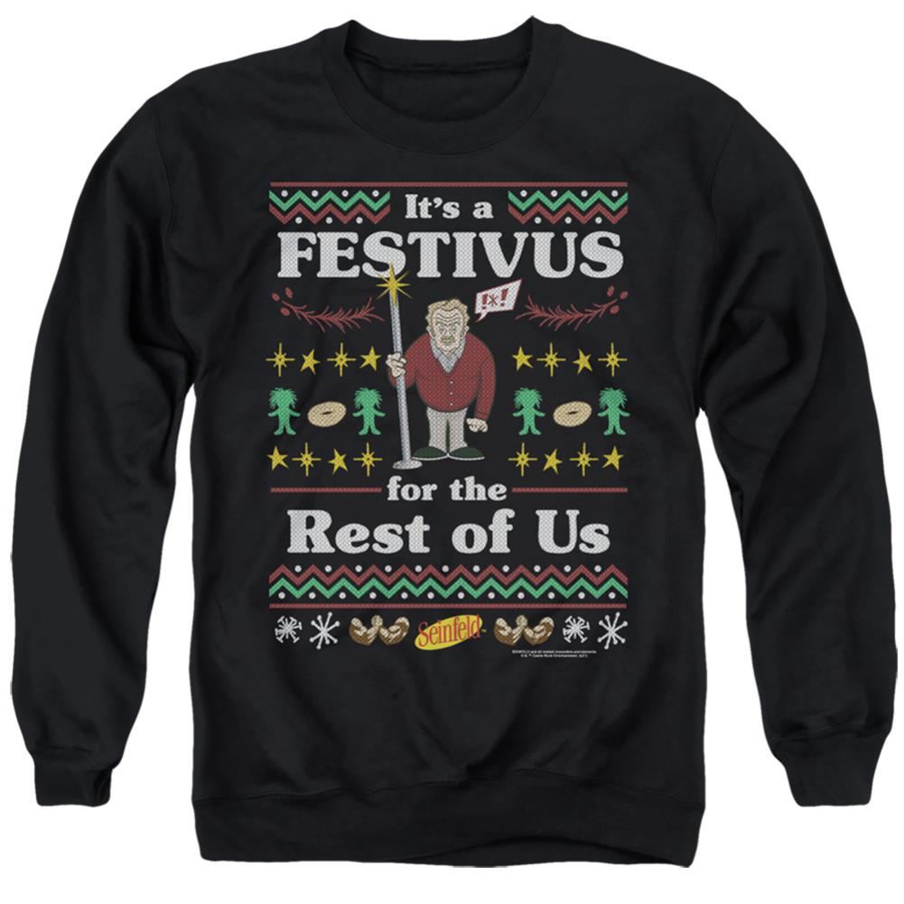 Seinfeld Festive Festivus Men's Crewneck 50 50 Poly Long-Sleeve T-Shirt
