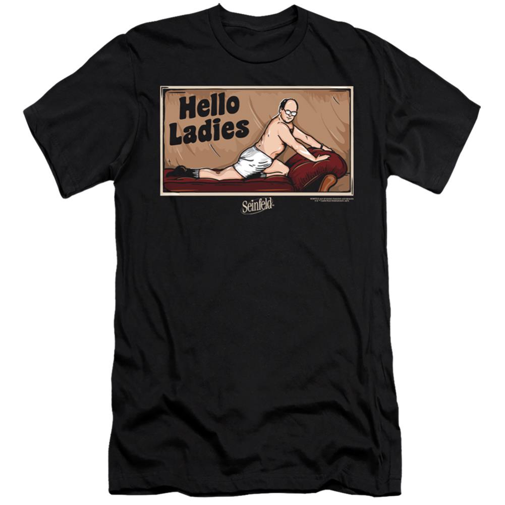 Seinfeld Hello Ladies Men's Ultra-Soft 30/1 Cotton Slim Short-Sleeve T-Shirt