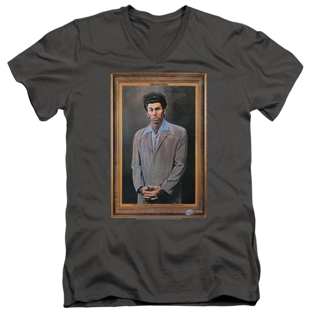 Seinfeld Kramer Portrait Men's 30/1 Cotton Slim V-Neck T-Shirt