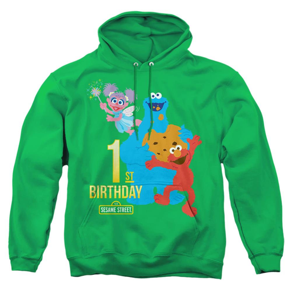 Sesame Street 1st Birthday Men's Pull-Over 75 25 Poly Hoodie