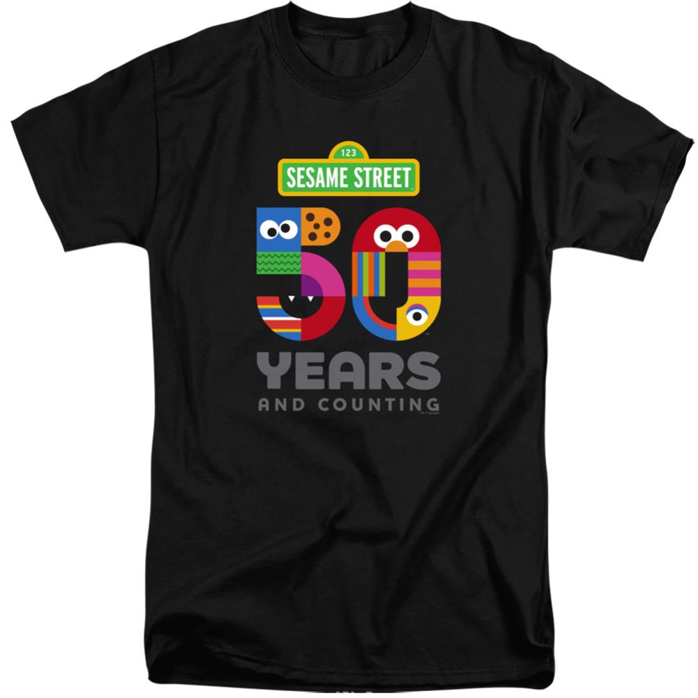 Sesame Street 50 Years Logo Men's 18/1 Tall Cotton Short-Sleeve T-Shirt