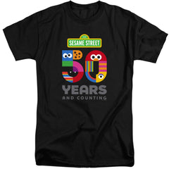 Sesame Street 50 Years Logo Men's 18/1 Tall Cotton Short-Sleeve T-Shirt