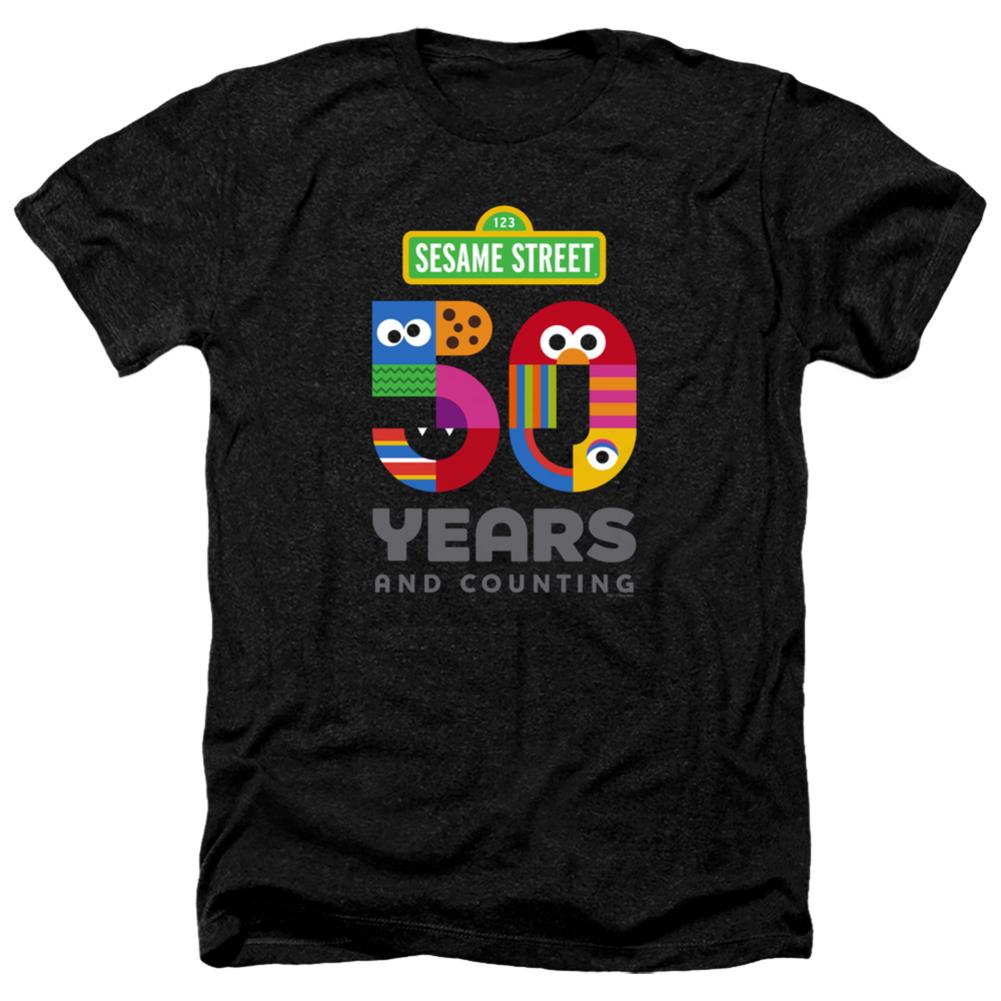 Sesame Street 50 Years Logo Men's 30/1 Heather 60 40 Poly Short-Sleeve T-Shirt