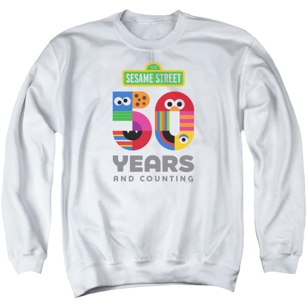 Sesame Street 50 Years Logo Men's Crewneck 50 50 Poly Long-Sleeve T-Shirt